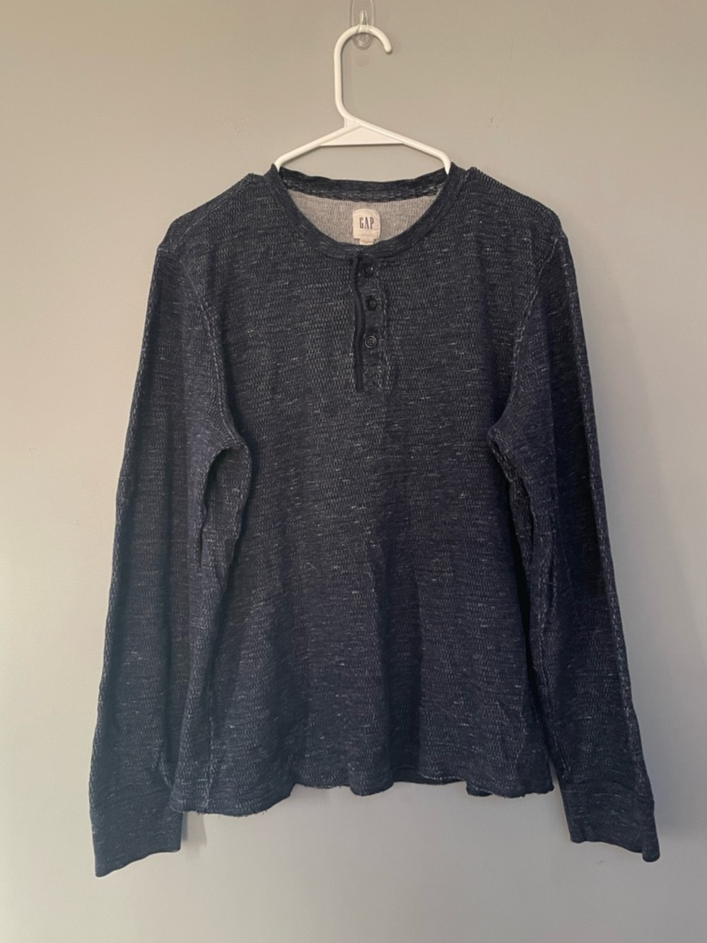 GAP Navy Blue Marled Henley Top
